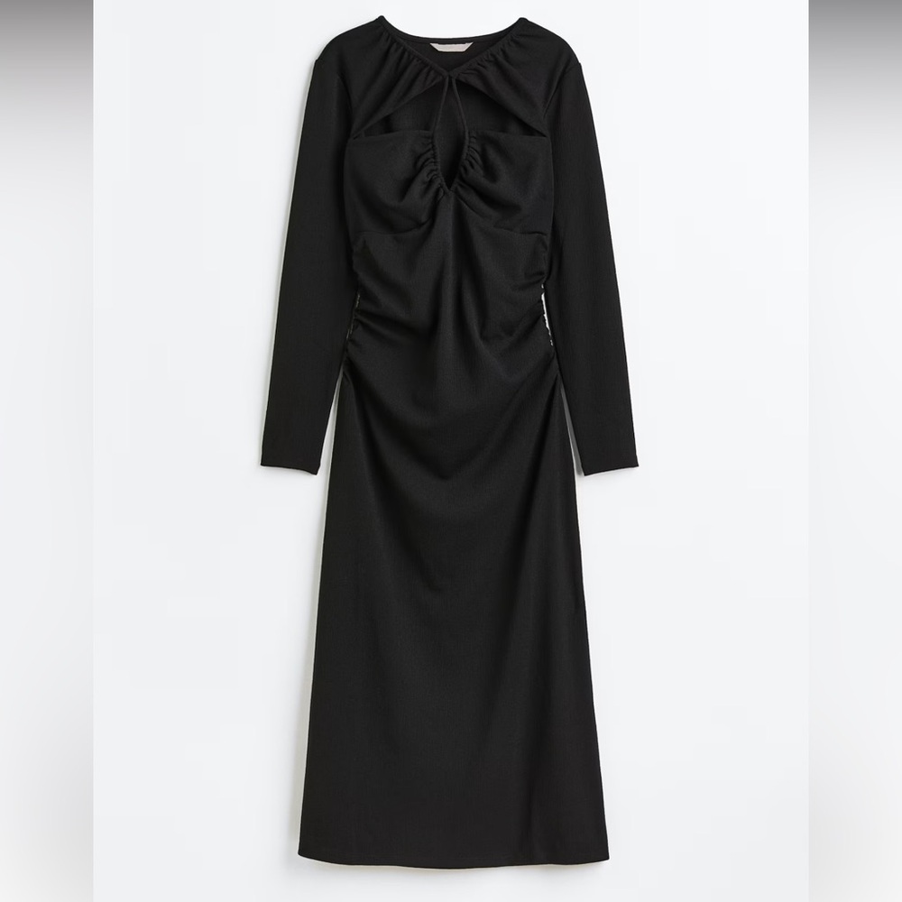 H&M Cut Out Black Midi Dress Large NWT